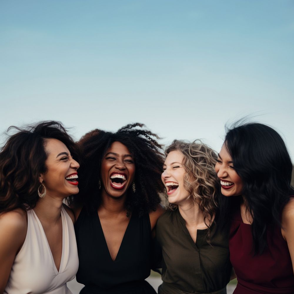 Different race women laughing adult | Free Photo - rawpixel