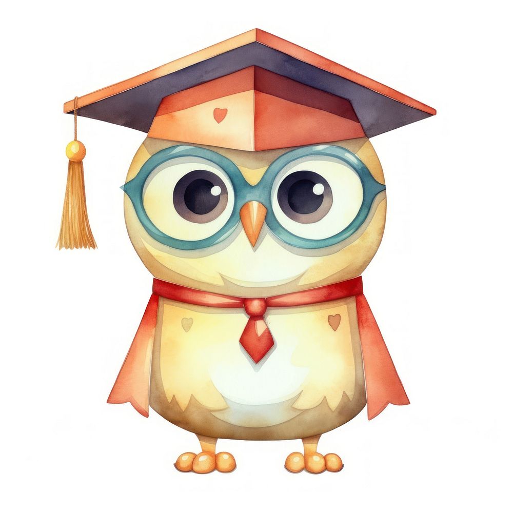 Owl graduation education cartoon. AI generated Image by rawpixel.