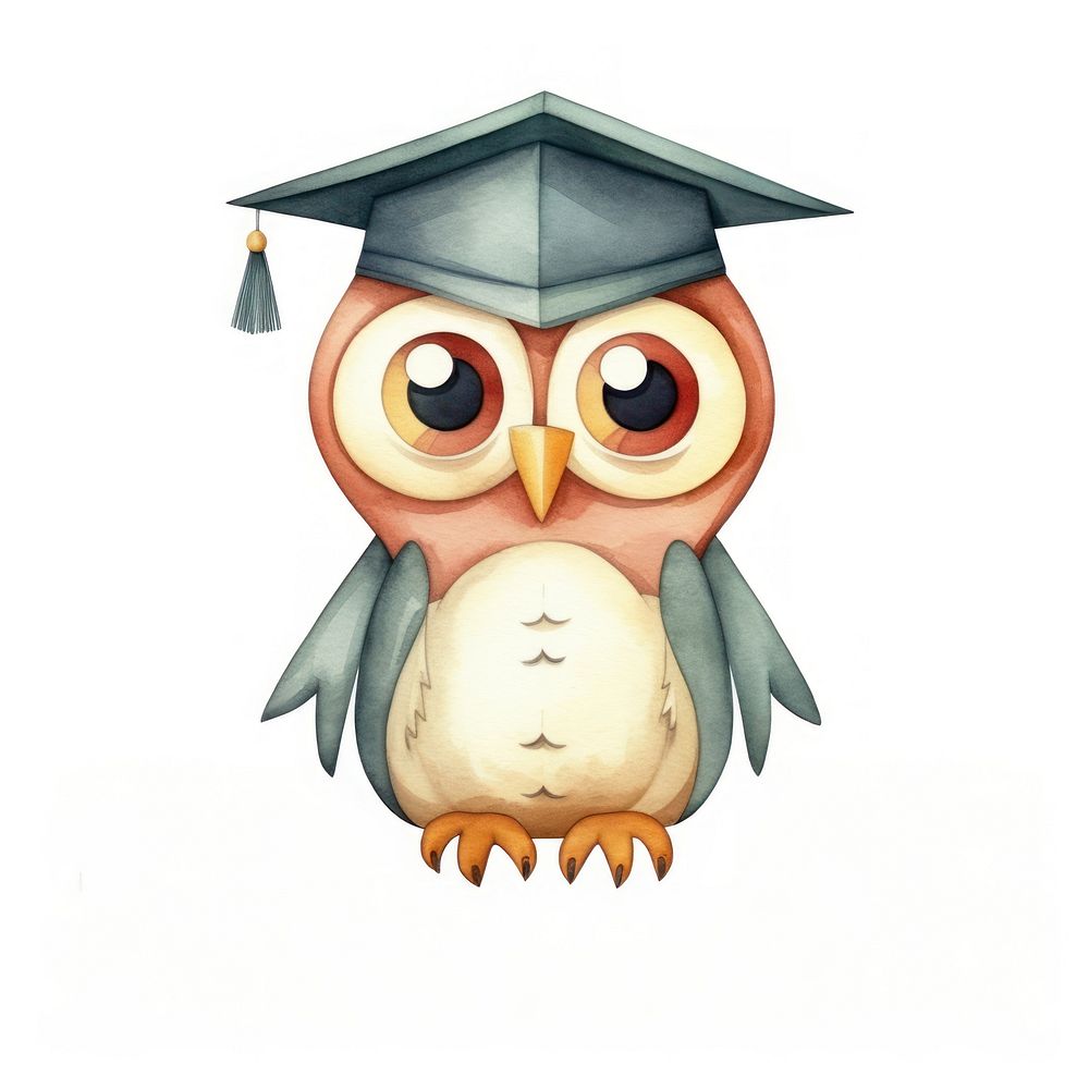 Owl graduation cartoon animal. AI generated Image by rawpixel.