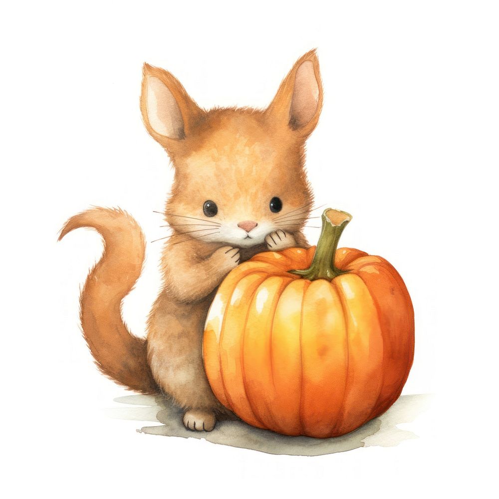 Red squirrel pumpkin animal vegetable. AI generated Image by rawpixel.