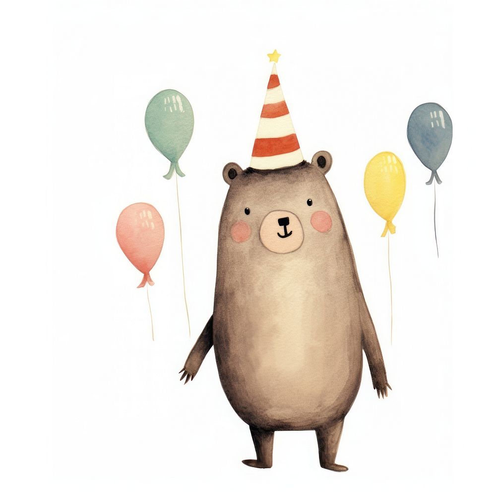 Bear cute animal character balloon party representation. AI generated Image by rawpixel.