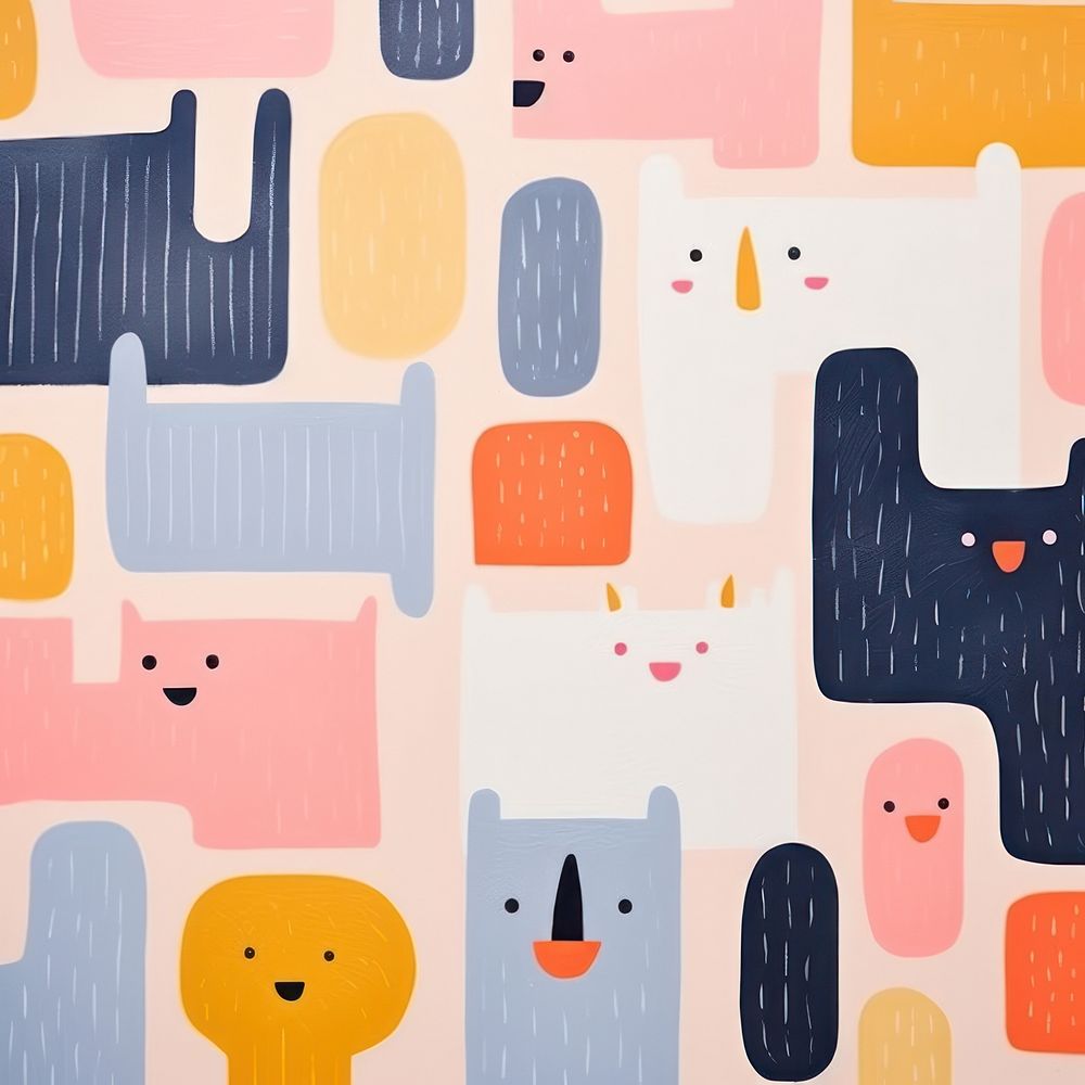 Cute minimal simple animal pattern art representation backgrounds. AI generated Image by rawpixel.