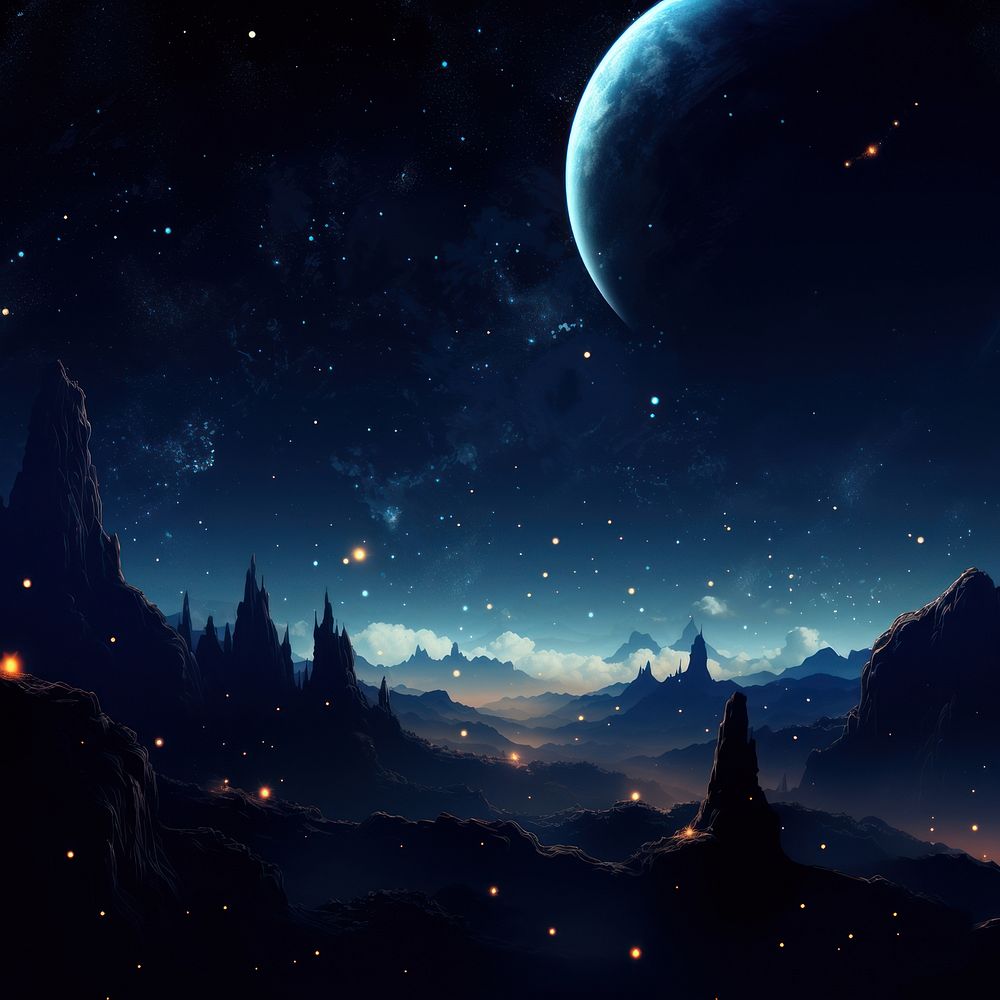Wallpaper moon landscape astronomy. AI generated Image by rawpixel.