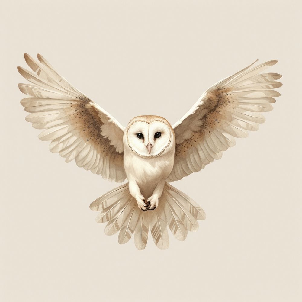 Common barn owl animal flying bird. AI generated Image by rawpixel.