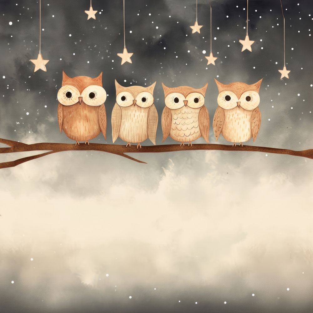 Owl branch animal star. AI generated Image by rawpixel.