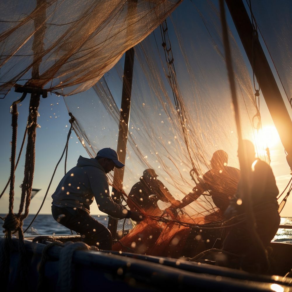 Fishermen on boat. AI generated Image by rawpixel.