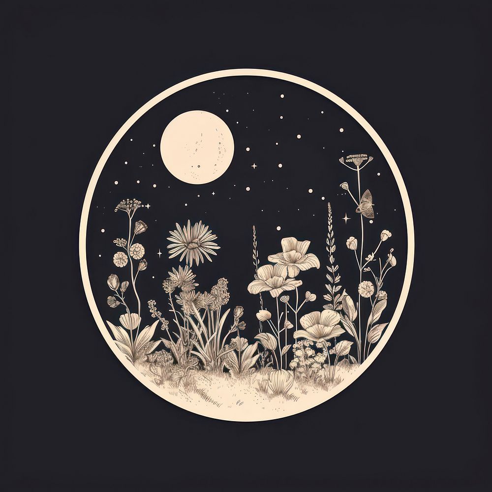 Flower moon astronomy outdoors. AI generated Image by rawpixel.