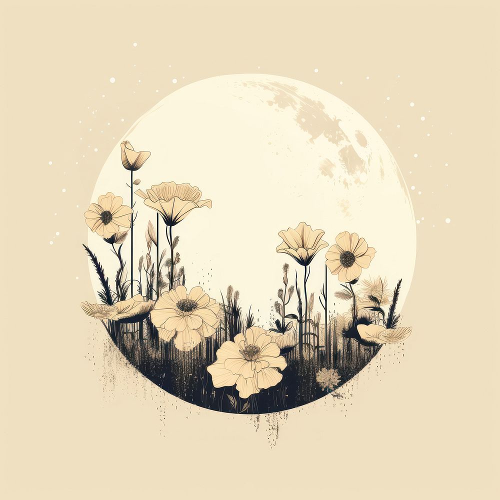 Flower moon outdoors graphics. AI | Free Photo Illustration - rawpixel