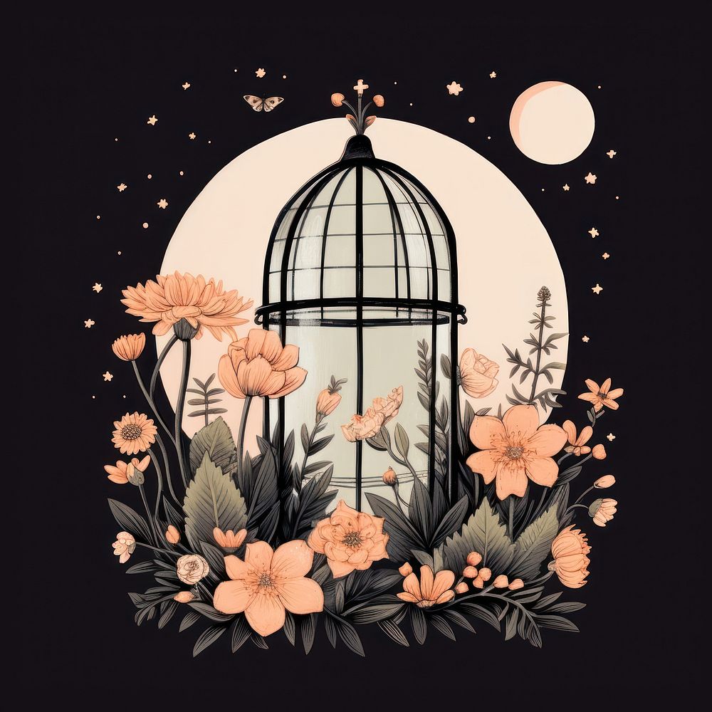 Flower moon outdoors graphics. AI generated Image by rawpixel.
