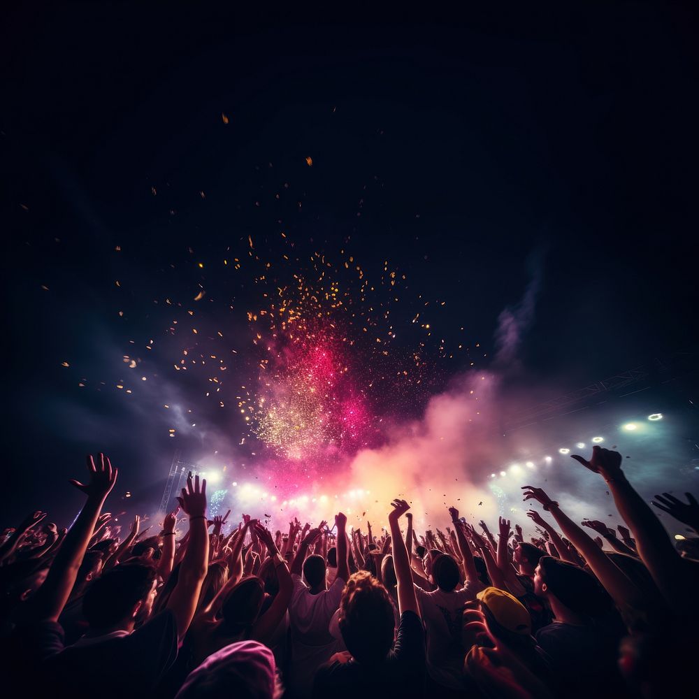 Fireworks music festiva nightlife festival. AI generated Image by rawpixel.