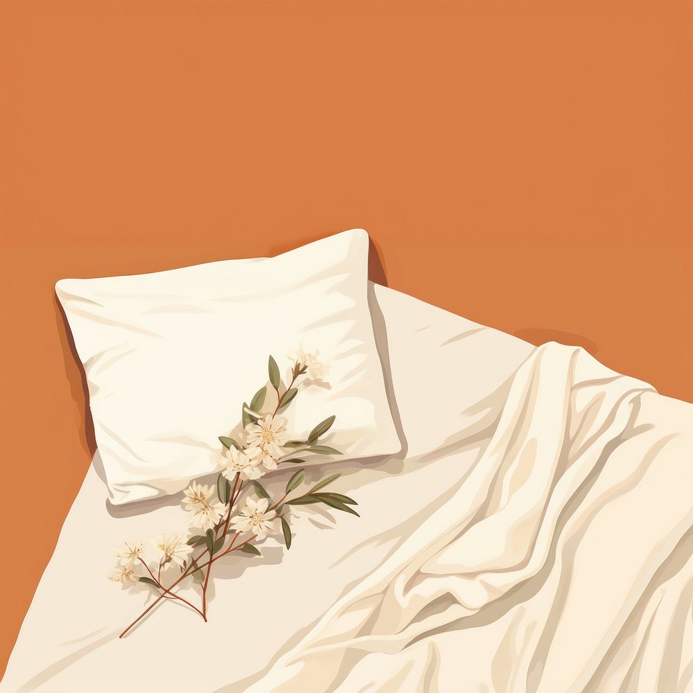 Bed sheet furniture pillow flower. AI generated Image by rawpixel.