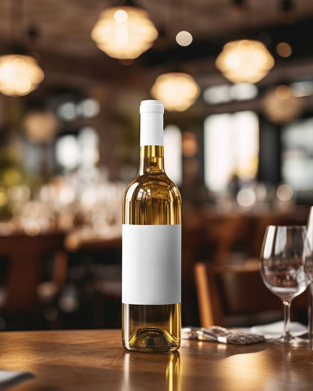 White wine bottle, food packaging