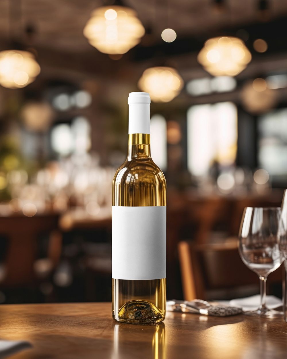 Bottle wine restaurant label. AI generated Image by rawpixel.