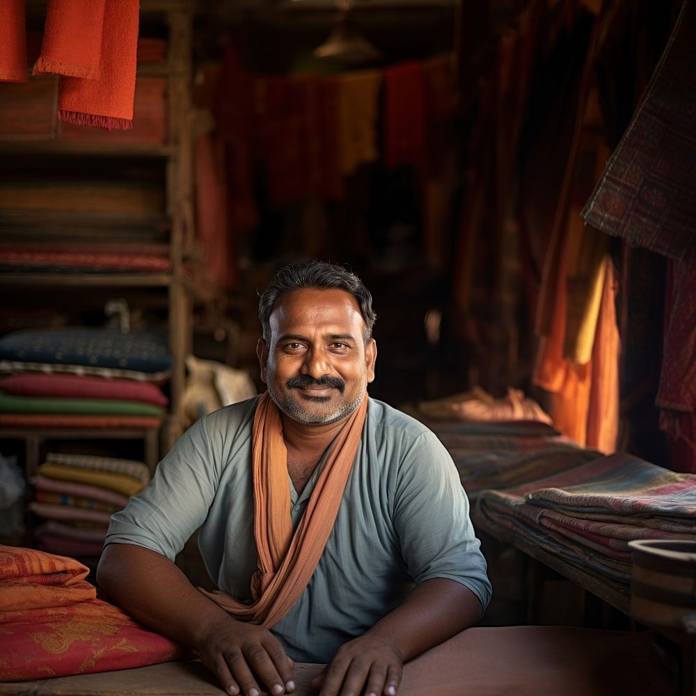 Indian happy Cloth merchant adult architecture creativity. AI generated Image by rawpixel.