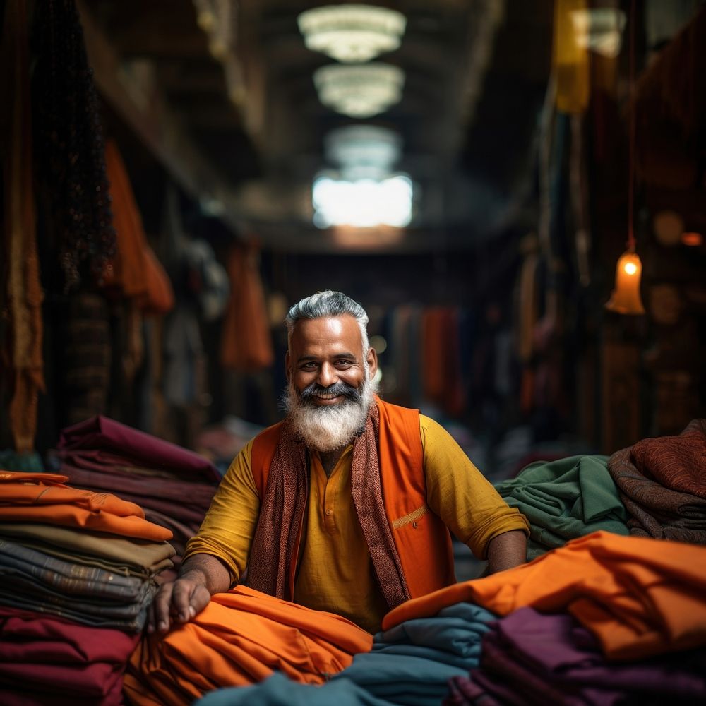 Indian happy Cloth merchant portrait adult spirituality. AI generated Image by rawpixel.