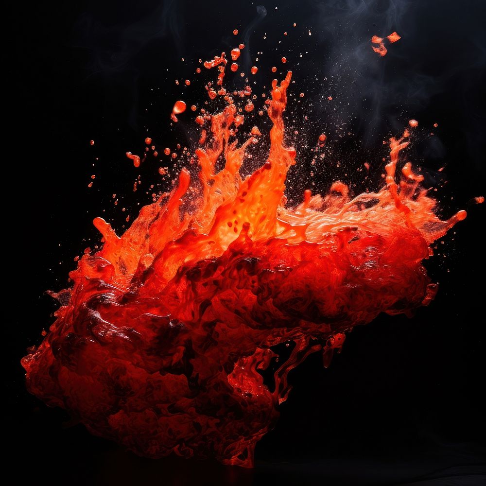 Lava spurting splashing volcano bonfire. AI generated Image by rawpixel.