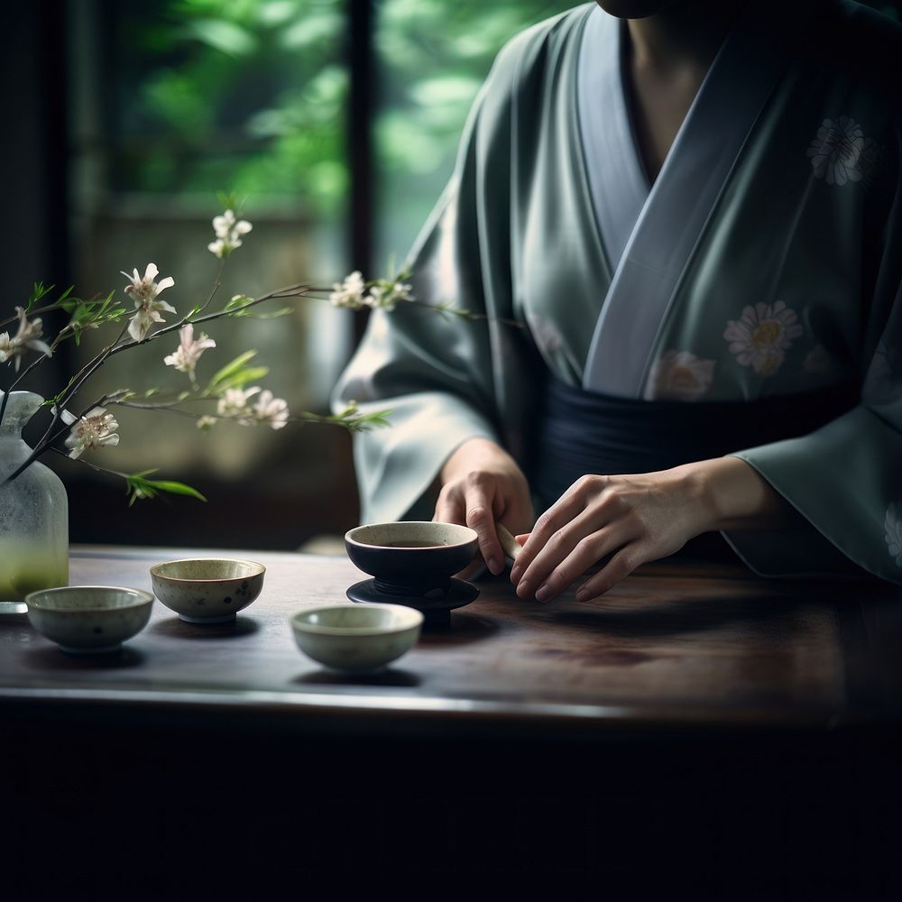 Japanese green tea making. 