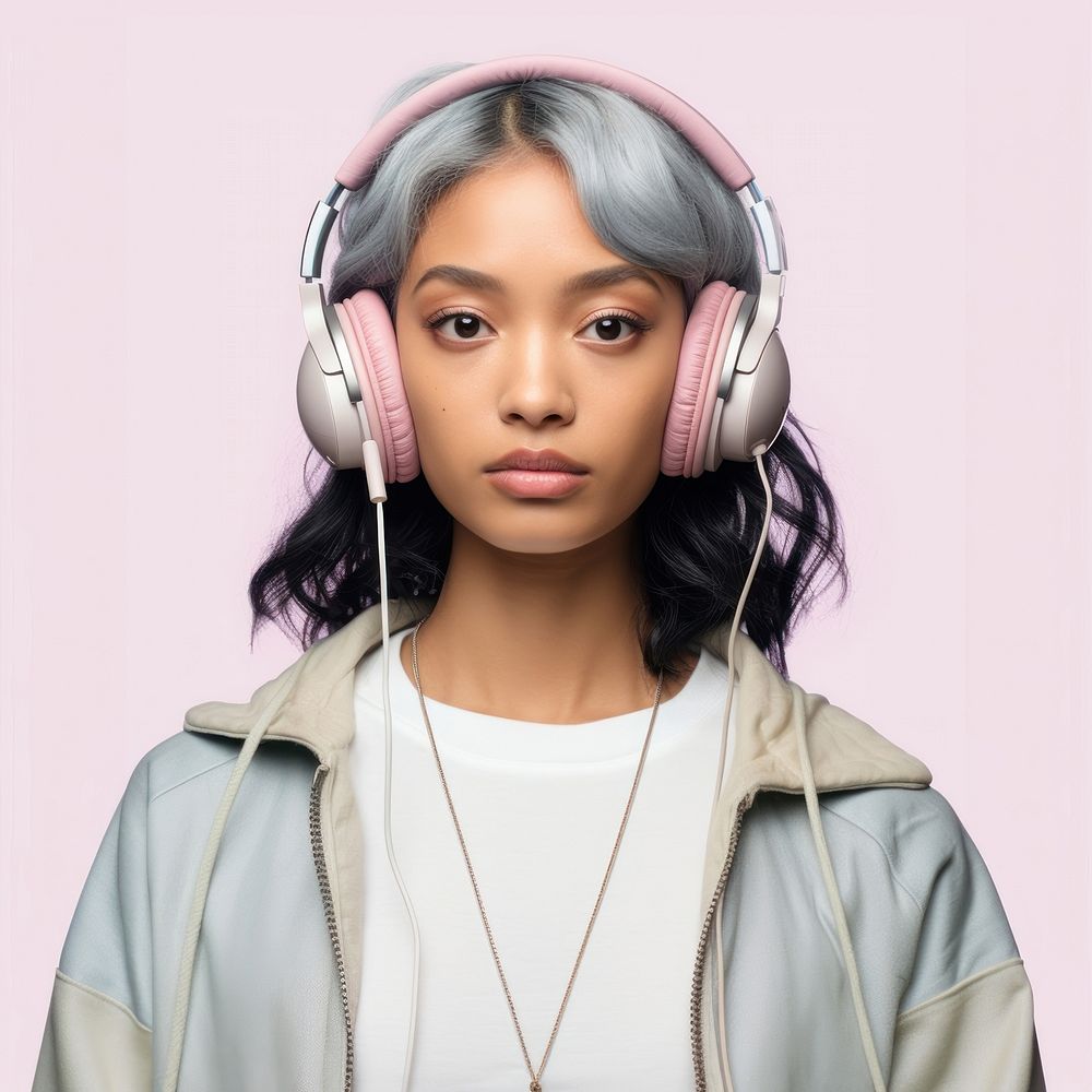 Asian headphones portrait headset. AI generated Image by rawpixel.