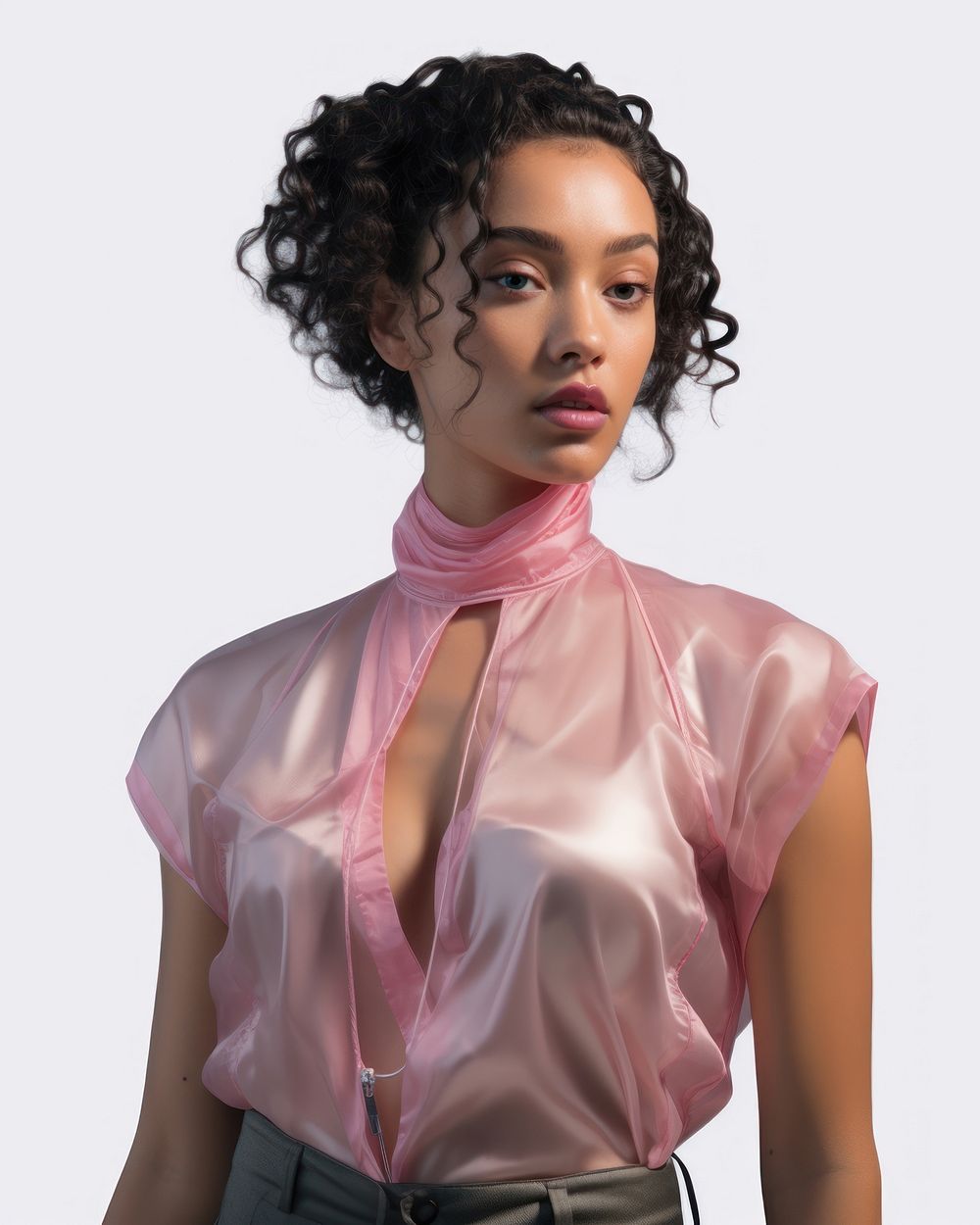 Black mixed race portrait blouse female. AI generated Image by rawpixel.