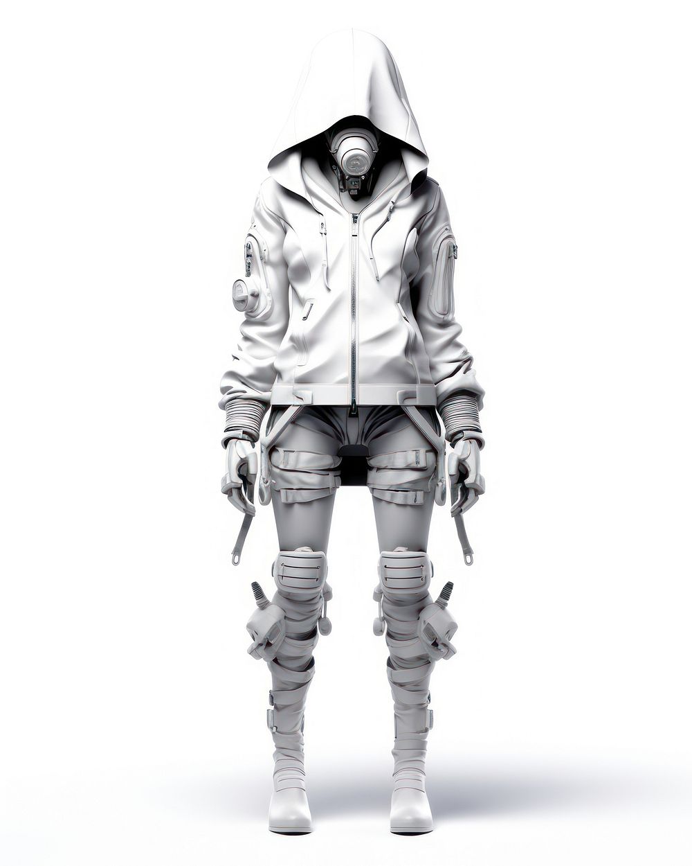 Cyberpunk hood sweatshirt standing. AI generated Image by rawpixel.