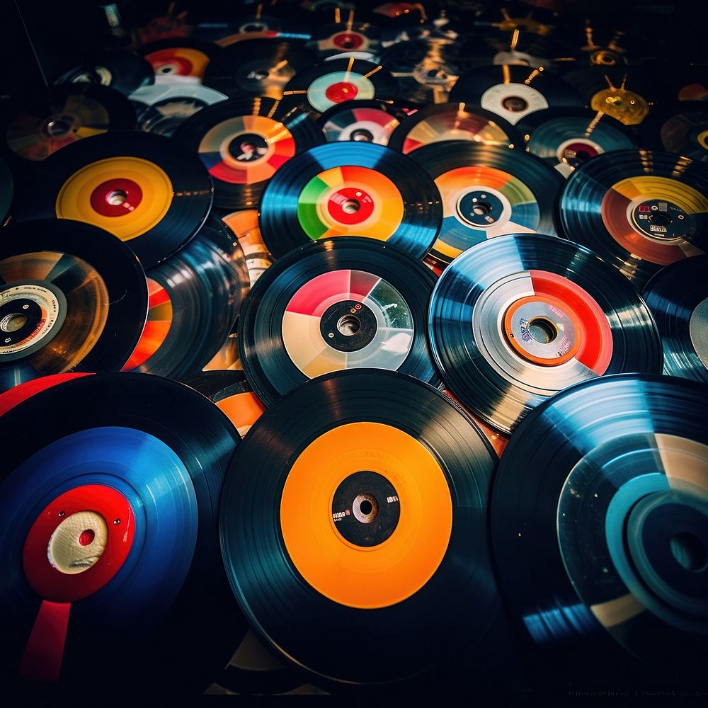 Record vinyl record arrangement backgrounds. AI generated Image by rawpixel.