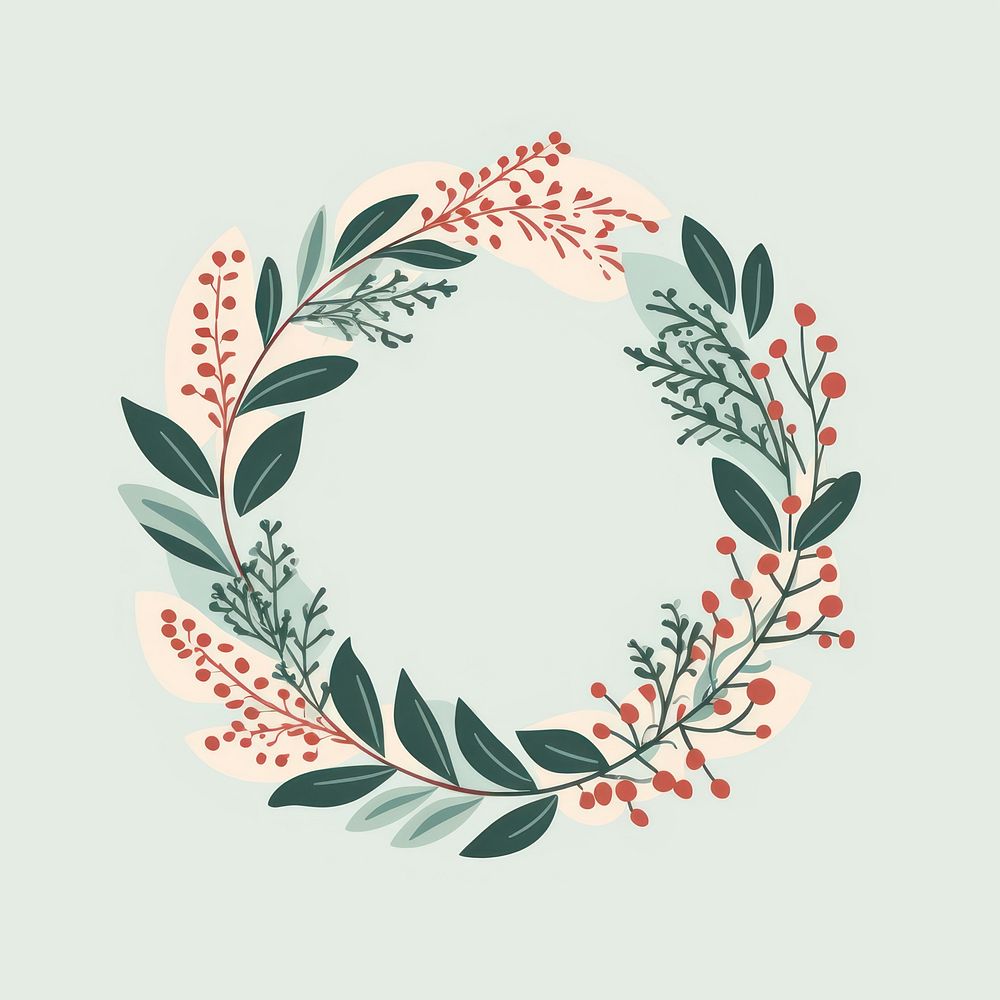 Christmas wreath pattern plant porcelain. AI generated Image by rawpixel.