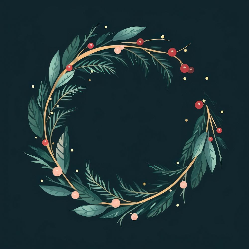 Christmas wreath pattern nature night. AI generated Image by rawpixel.