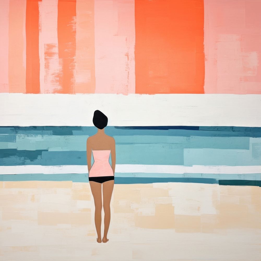 Art painting swimwear beach. AI generated Image by rawpixel.