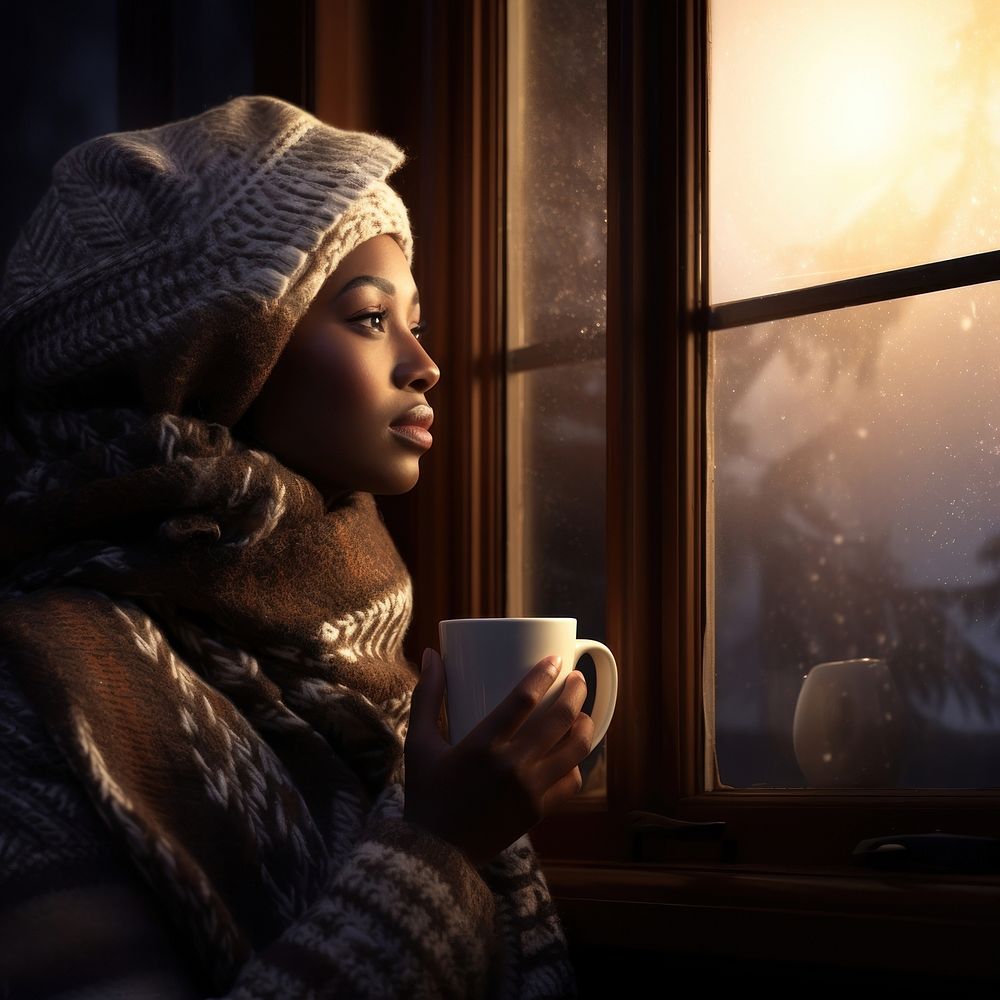 Woman looking out the window. 