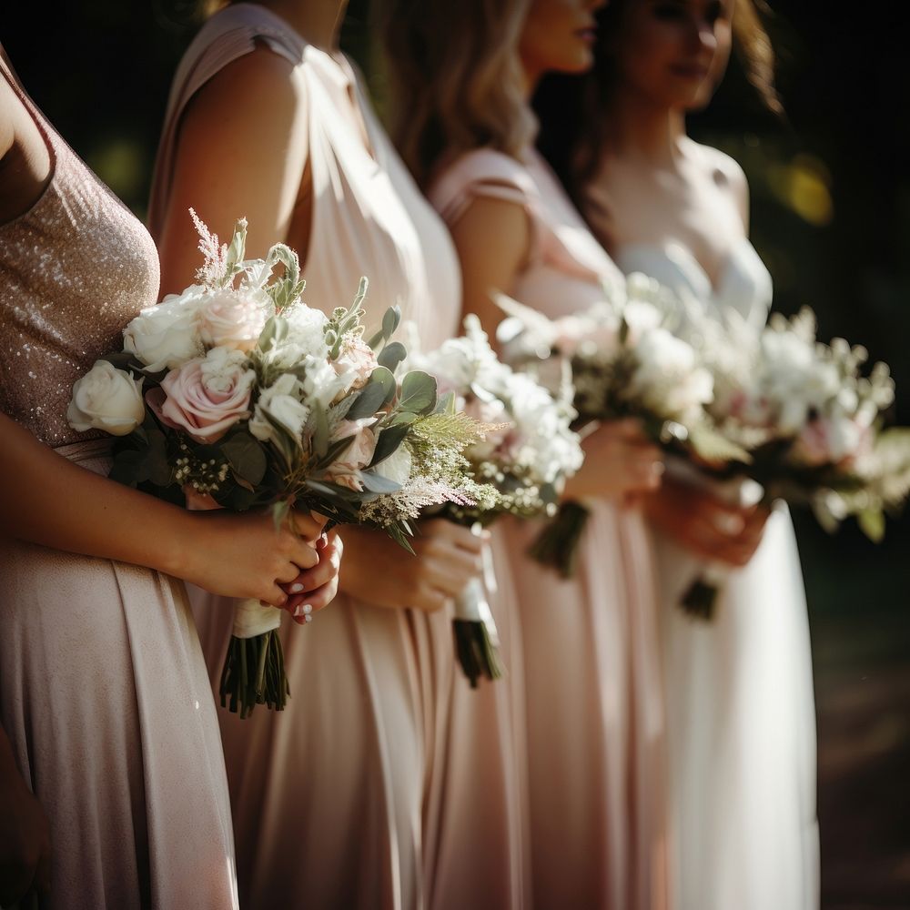 Bridesmaid wedding holding flower. 