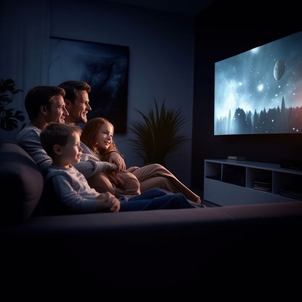 Family watching movie together. AI generated Image by rawpixel.