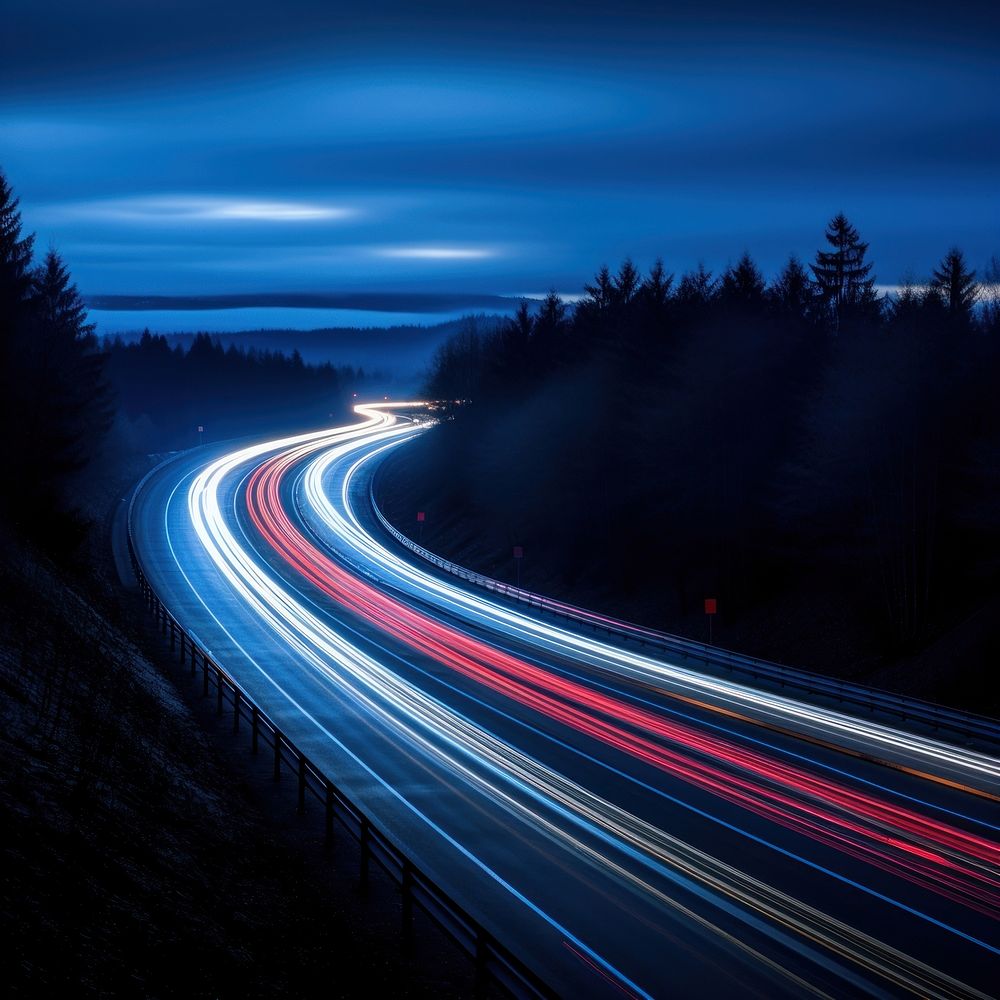 Highway traffic neon lights. 