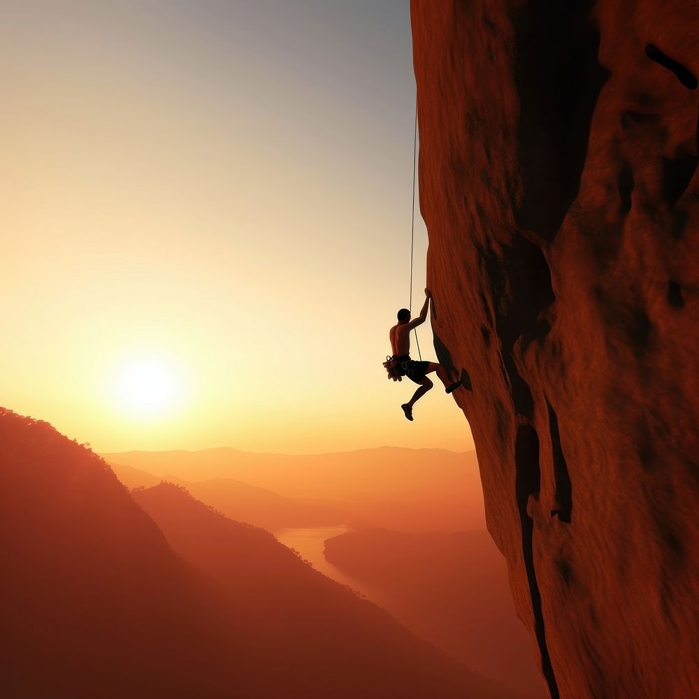 Climbing recreation adventure outdoors. AI generated Image by rawpixel.