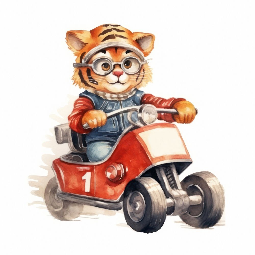 Baby cute tiger vehicle driving car. AI generated Image by rawpixel.