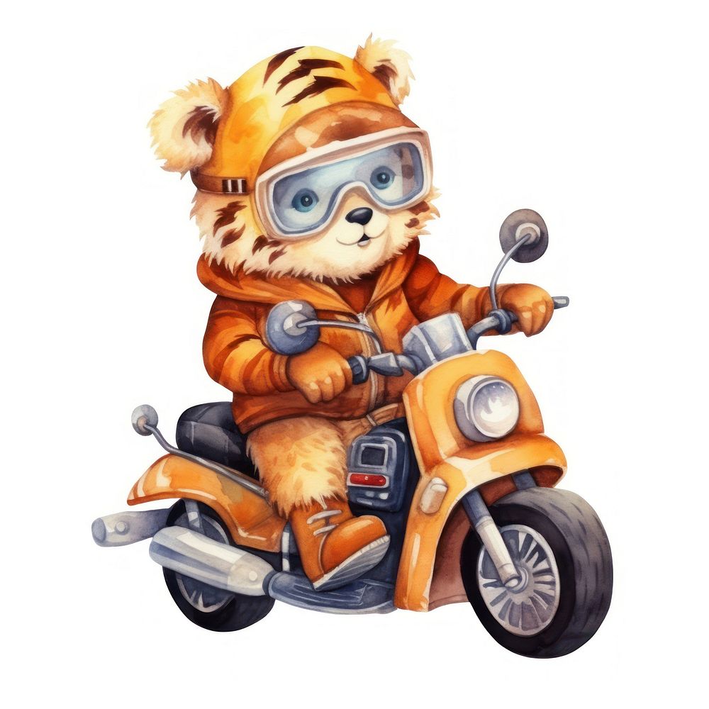 Tiger riding motocycle motorcycle vehicle scooter. 