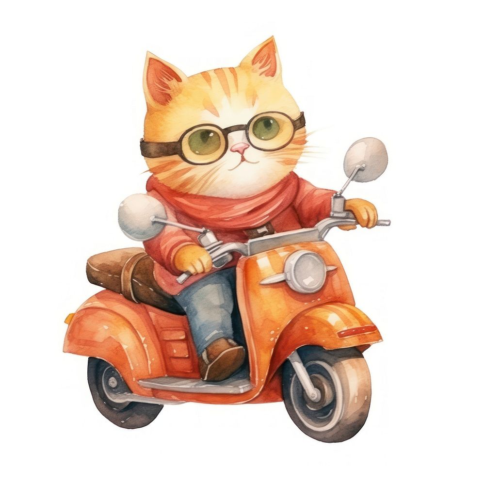 Cat riding motocycle motorcycle vehicle glasses. AI generated Image by rawpixel.