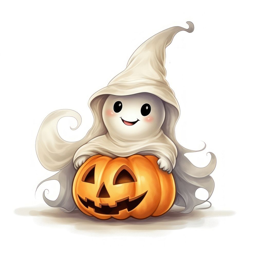 Cute ghost halloween pumpkin anthropomorphic. AI generated Image by rawpixel.