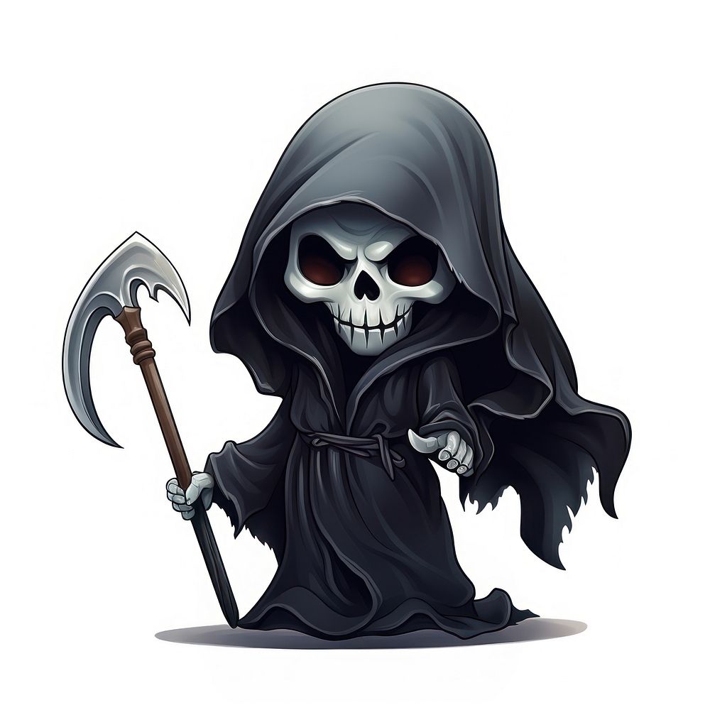 Cute grim reaper halloween white background representation. AI generated Image by rawpixel.