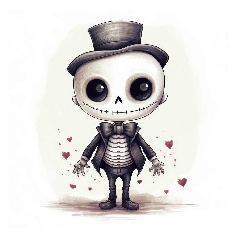 Cute skeleton drawing sketch representation. AI generated Image by rawpixel.