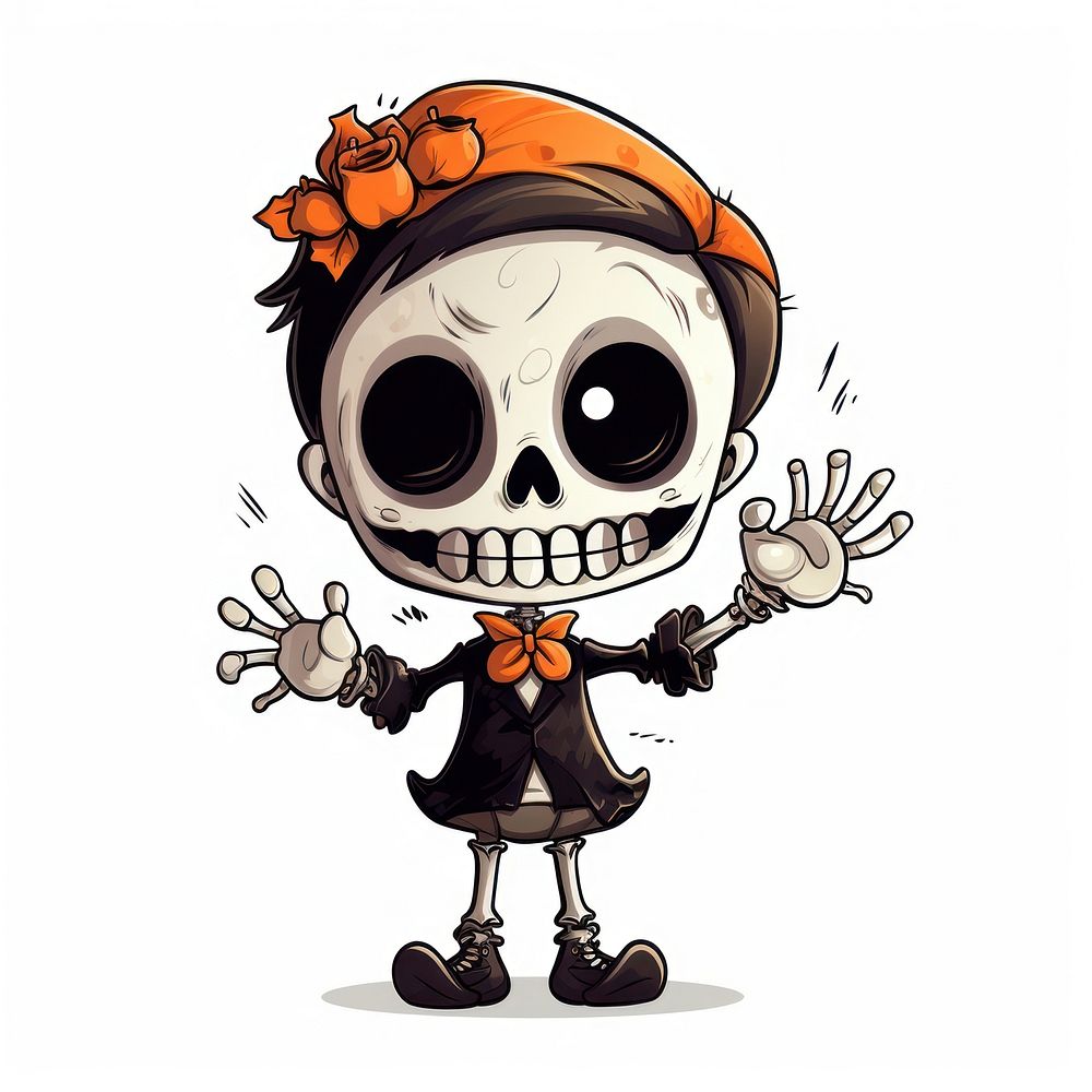 Cute skeleton halloween drawing representation. | Free Photo ...