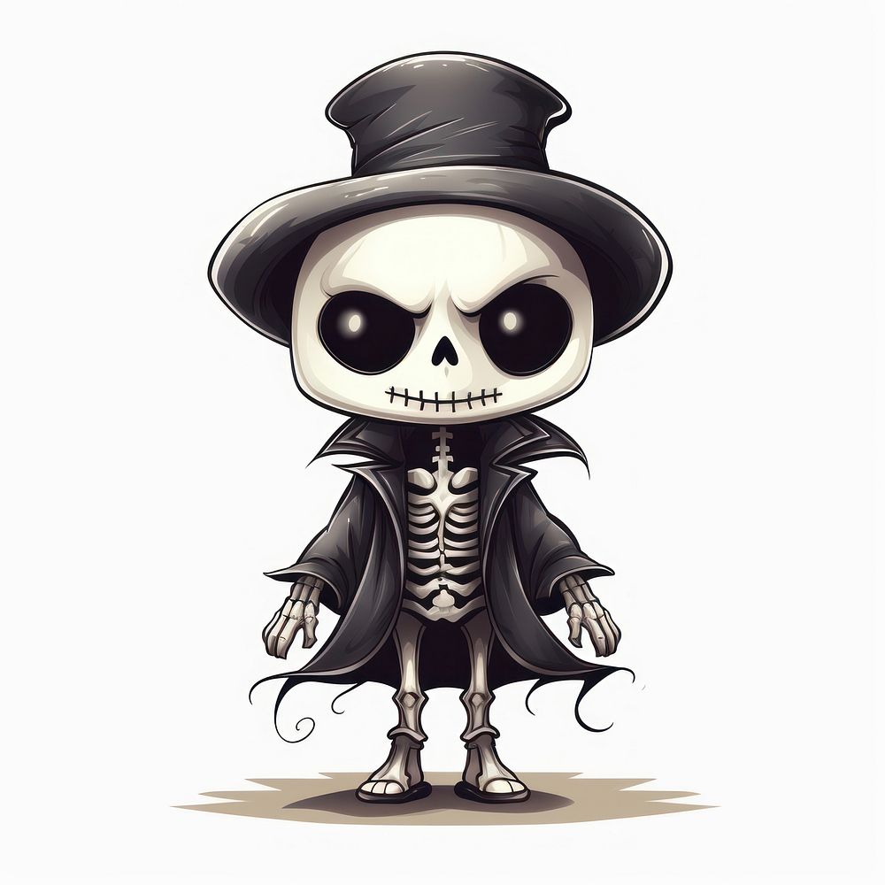 Cute skeleton halloween drawing representation. | Premium Photo ...