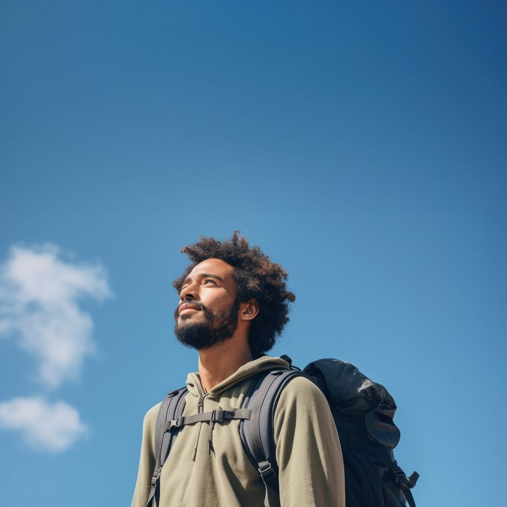 Arab man hiking backpack looking adult. AI generated Image by rawpixel.