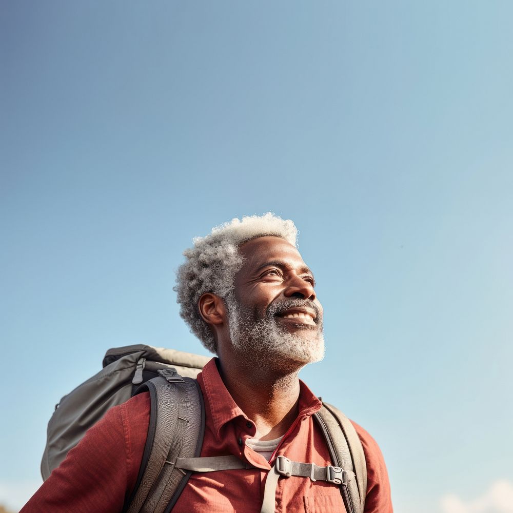 Senior man hiking portrait backpack adult. AI generated Image by rawpixel.