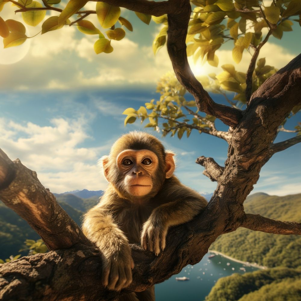 Monkey monkey wildlife outdoors. AI generated Image by rawpixel.