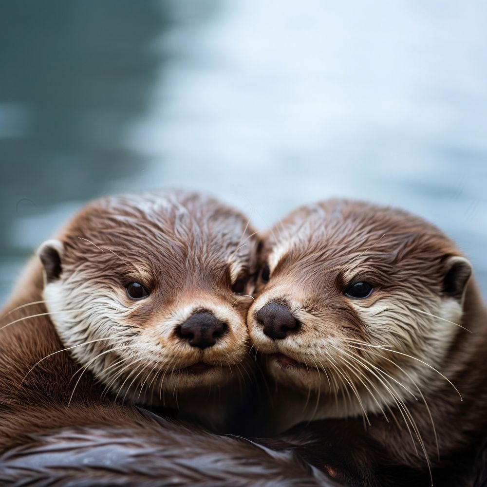 Otters wildlife animal mammal. AI generated Image by rawpixel.