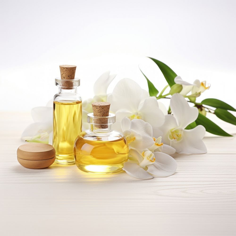 Oil massage perfume bottle flower. AI generated Image by rawpixel.