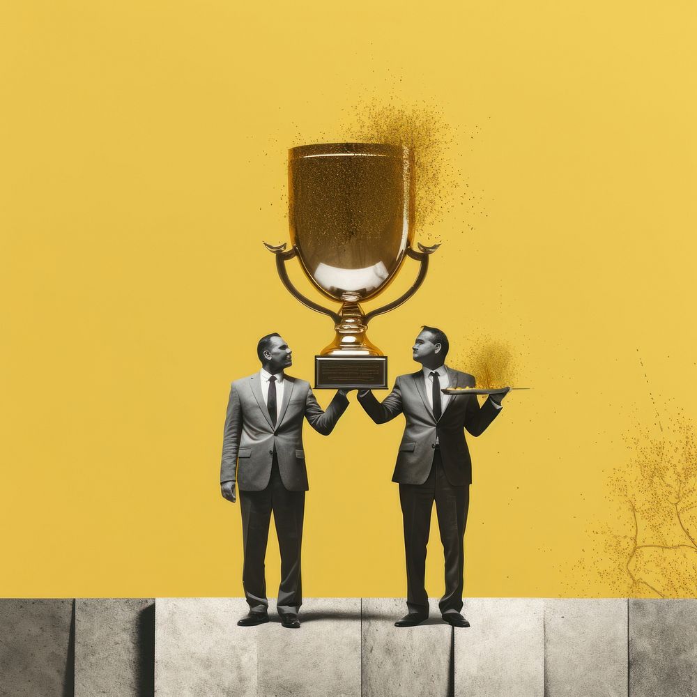 Two employees trophy adult representation. AI generated Image by rawpixel.