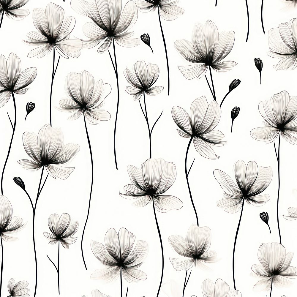 Line black flowers drawing backgrounds wallpaper. 