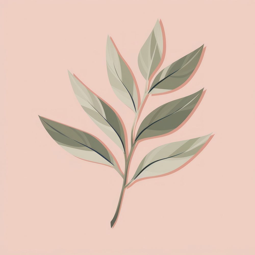 Botanical leaf pattern plant illustrated. AI generated Image by rawpixel.