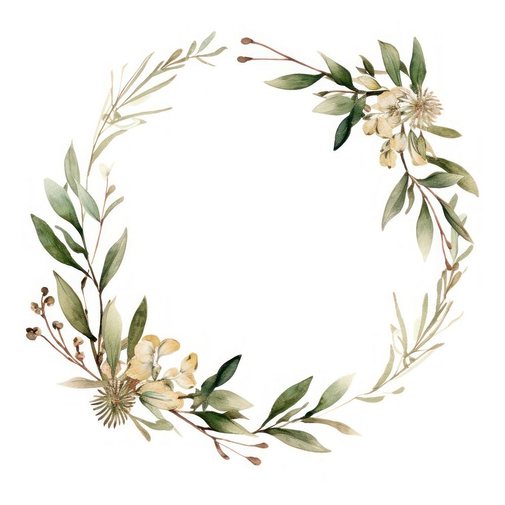 Botanical circle frame flower pattern wreath. 